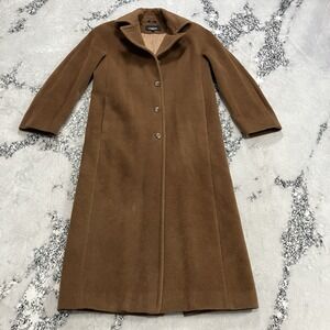 Jones New York Alpaca Wool Coat Womens Size 6 Brown Long Coat Peru